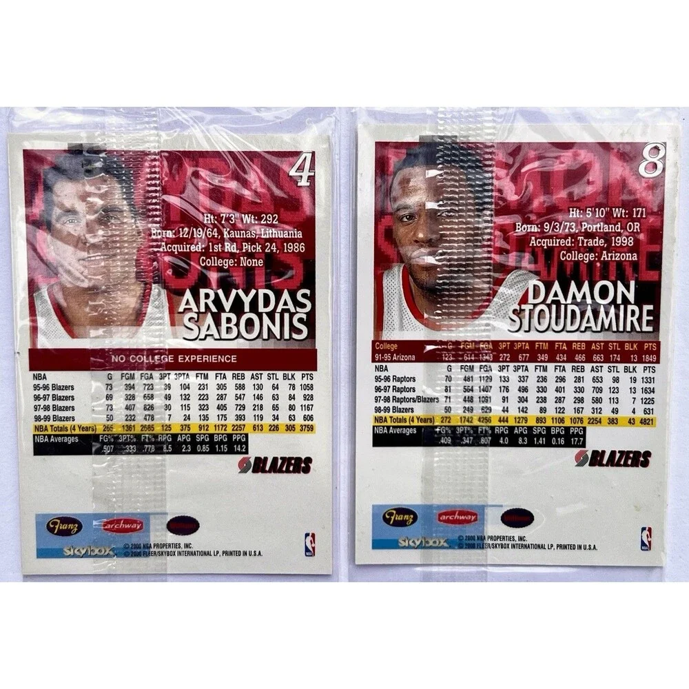 2000 Portland Trail Blazers 4 Card Lot Shawn Kemp Sabonis Bonzi Wells Stoudamire